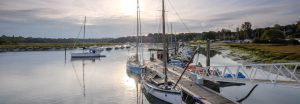 Berths and moorings at Buckler's Hard Yacht Harbour on the Beaulieu River