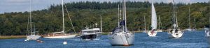 Permanent and temporary boat moorings on the Beaulieu River