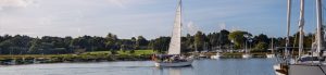 A visiting yacht on the Beaulieu River