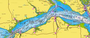 Copyright Navionics. Navionics chart of the Beaulieu River.