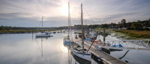 Berths and moorings at Buckler's Hard Yacht Harbour on the Beaulieu River