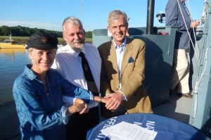 (l-r) Mary Montagu-Scott, Commanding Officer Alan Watson and Commander Tim Ash