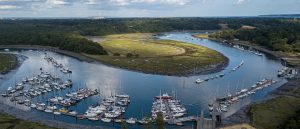 Beaulieu River marina aerial view