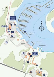 Map of Buckler's Hard Yacht Harbour on the Beaulieu River