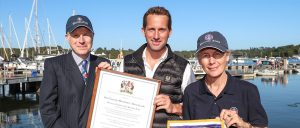 Lord Montagu and Mary Montagu-Scott present 'Freedom of the Beaulieu River' to Sir Ben Ainslie