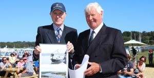 Lord Montagu presentation to Sir Chay Blyth at the 50th anniversary celebration of Buckler's Hard Yacht Harbour