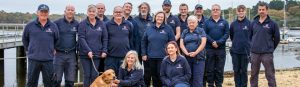 The Beaulieu River team stood together on the marina