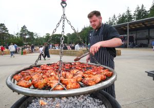 Food vendor serving food