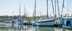 Marina berths in the Buckler's Hard Yacht Harbour, Beaulieu River